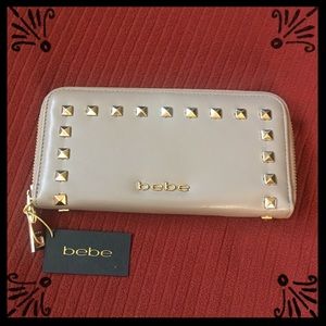 🌟 Bebe Gold Stud Taupe Wallet